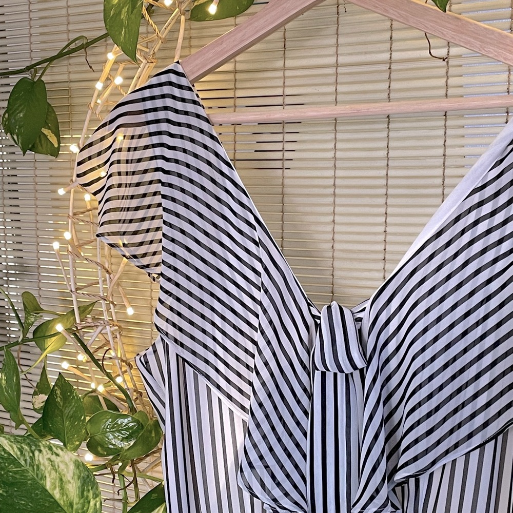 Ali and Jay striped ruffle jumpsuit